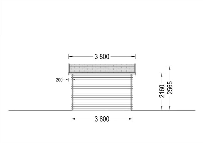 Holzgarage mit Flachdach (44 mm), 3.6x5.4 m, 20 m²