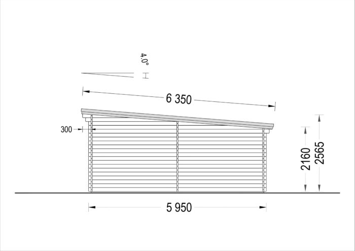 Einzelgarage mit Pultdach (44 mm), 4x6 m, 24 m²