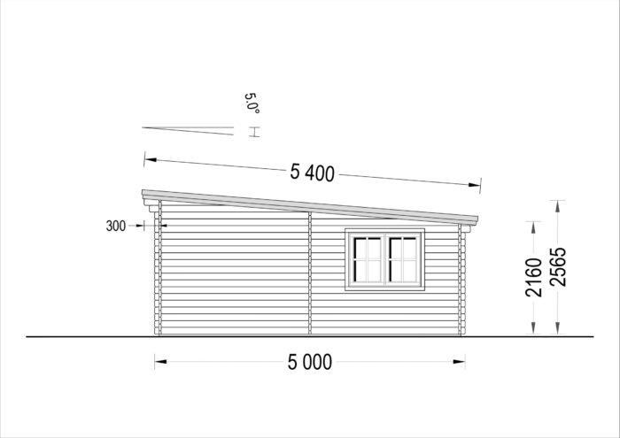 Doppelgarage aus Holz mit Pultdach (44 mm), 6x5 m, 30 m²