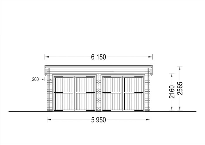 Doppelgarage aus Holz mit Pultdach (44mm) 6x6m, 36m²