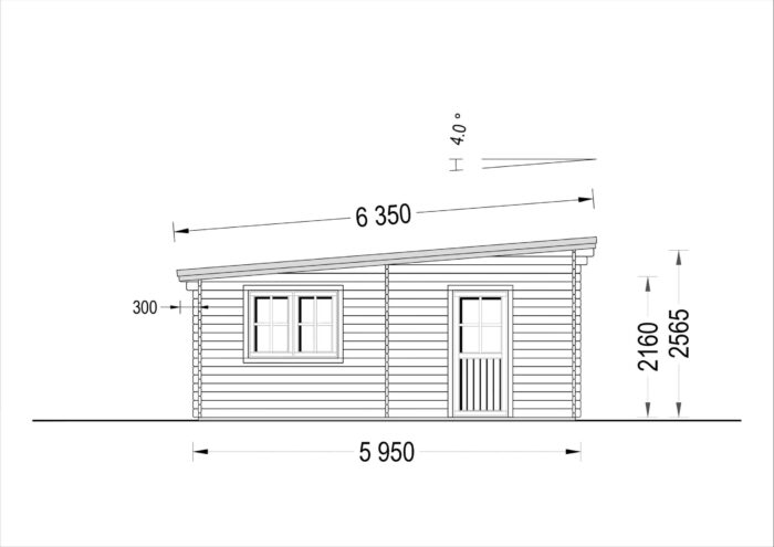 Doppelgarage aus Holz mit Pultdach (44mm) 6x6m, 36m²