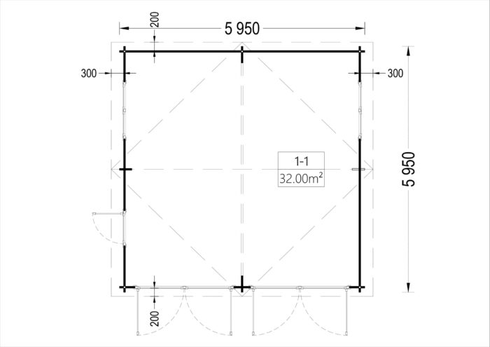 Doppelgarage aus Holz TWIN (44mm) 6x6m, 36m²