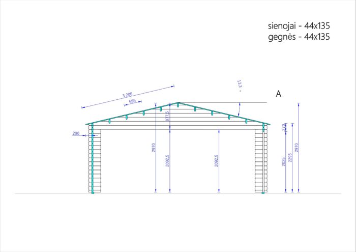 Doppelgarage aus Holz TWIN (44mm) 6x6m, 36m²