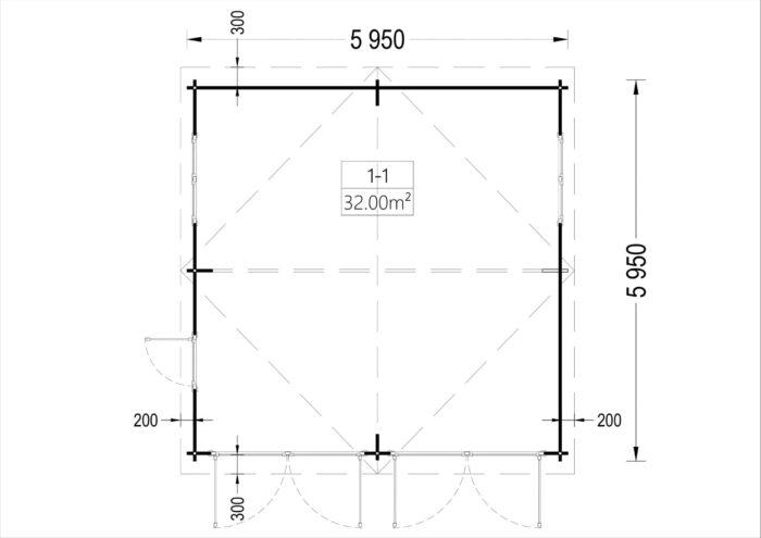 Doppelgarage aus Holz (44 mm) 6x6 m, 36 m²