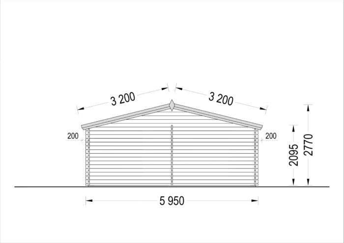 Doppelgarage aus Holz (44 mm) 6x6 m, 36 m²