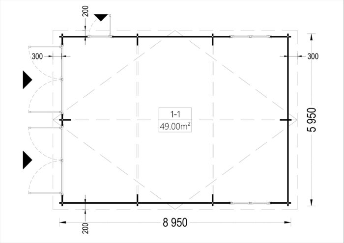 Doppelgarage aus Holz (44mm), 6x9 m, 54m²