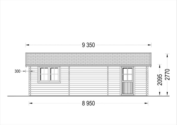 Doppelgarage aus Holz (44mm), 6x9 m, 54m²