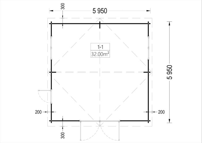 Einzelgarage aus Holz (44mm) 6x6m, 36m²