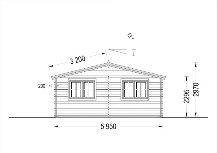 Dreifachgarage aus Holz (44mm), 9x6m, 54m²