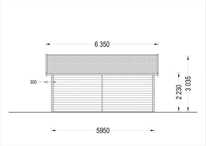 Einzelgarage (44mm) 4x6m mit Carport 3x6m