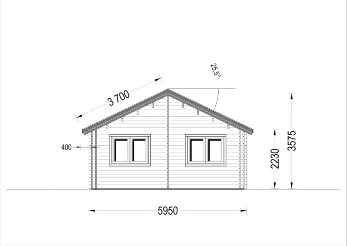 Blockbohlenhaus GRAZ (44 + 44 mm) 54 m²