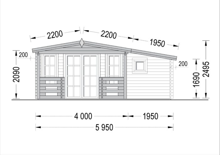 Premium Blockbohlenhaus IRIS (66 mm) 26 m²