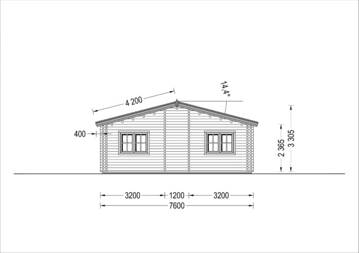 Blockbohlenhaus BERNAU (44 + 44 mm) 103 m²