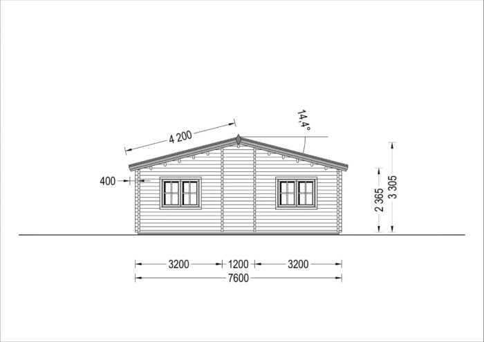 Blockbohlenhaus BERNAU (66 mm) 103 m²