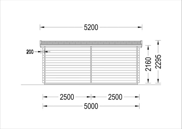 Gartenhaus mit Terrasse KATI (28 mm), 5x3 m, 7.5 m² + 7.5 m²