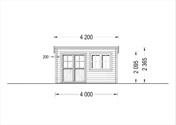 Premium Gartenhaus LINZ 4X3 m , 12m² mit Pultdach