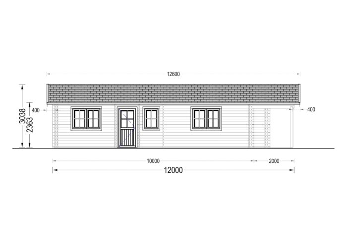 Blockbohlenhaus LUDWIG (44 + 44mm), 6x12m, 72m²