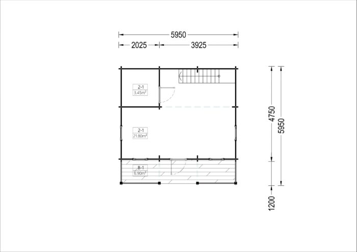 Blockbohlenhaus LANDSHUT (44mm), 50 m²