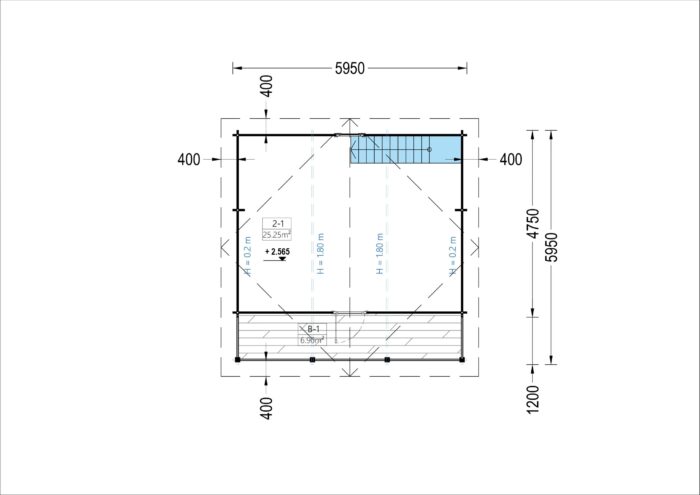 Blockbohlenhaus LANDSHUT (44mm), 50 m²