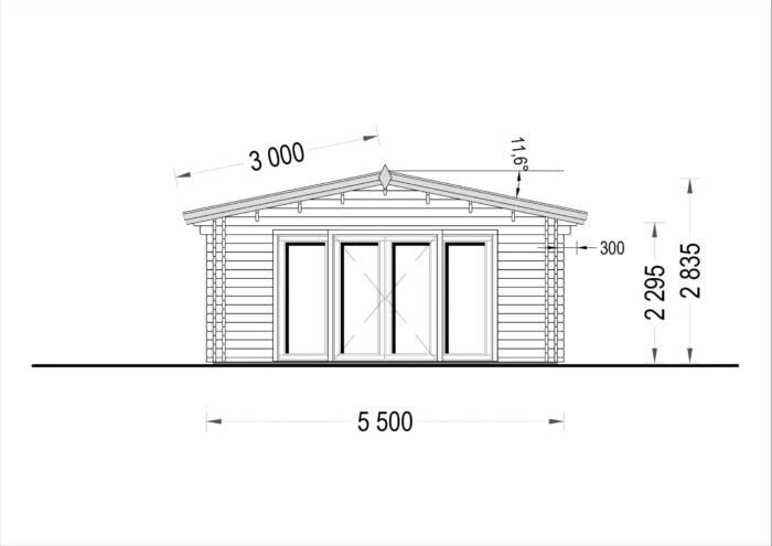 Blockbohlenhaus MARIA (44 + 44 mm) 30 m²