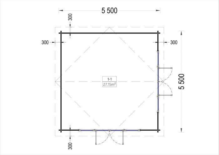 Blockbohlenhaus MARIA (44 mm) 30 m²