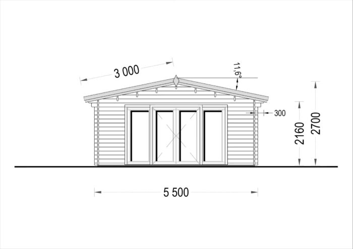 Blockbohlenhaus MARIA (44 mm) 30 m²