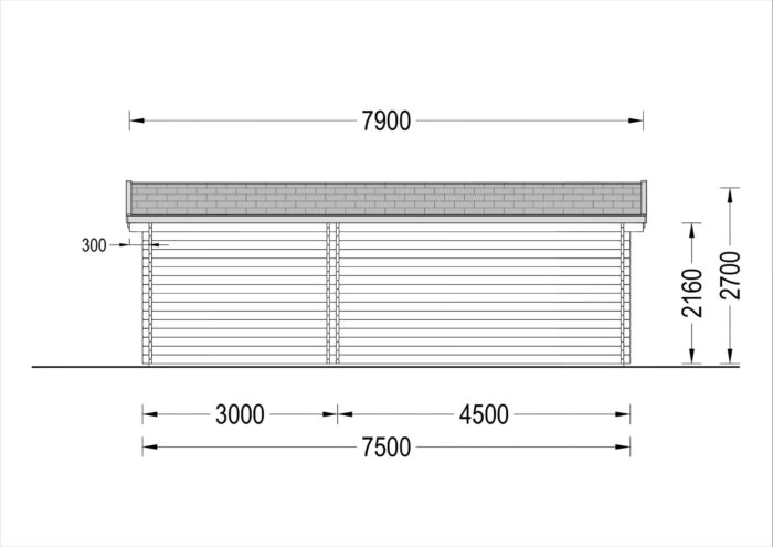 Blockbohlenhaus MARINA (44 mm) 30 m² inkl. Fußboden