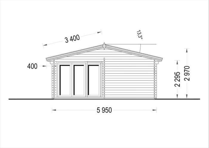 Premium Blockbohlenhaus AUGSBURG (66 mm) 48 m²