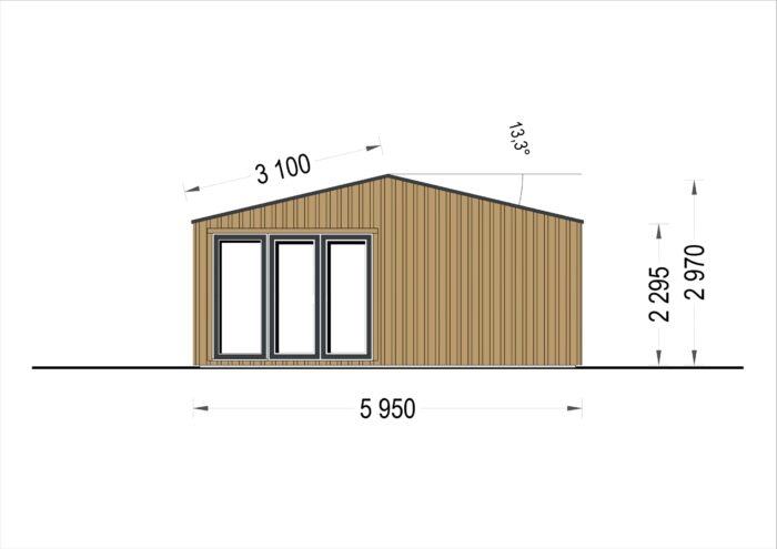 Blockbohlenhaus MARTA Modern 44mm + Holzverschalung 48m²