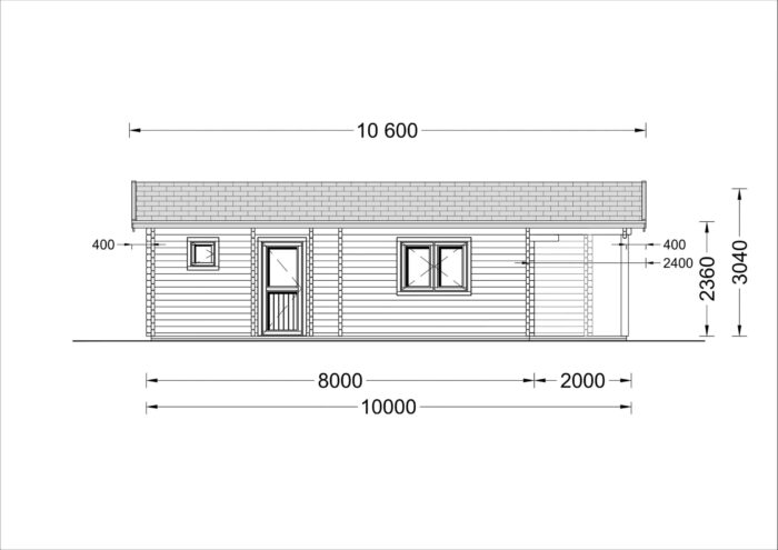 Blockbohlenhaus MATREI (66mm), 6x10m, 60m²