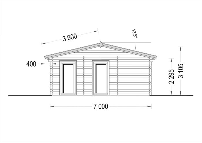 Blockbohlenhaus FELDKIRCH (44 mm), 56 m²