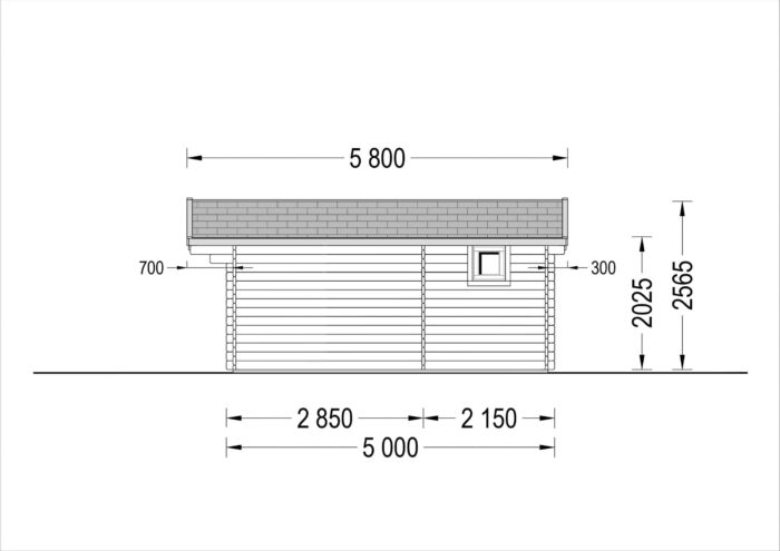 Gartenhaus NELE (44mm), 5x5m, 25m²