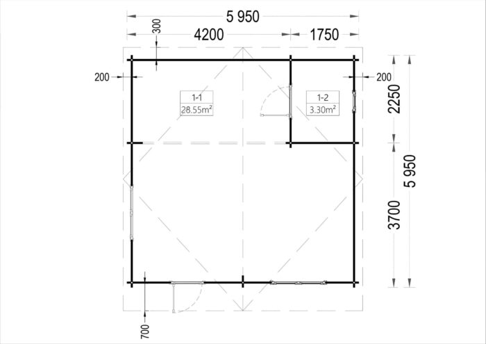 Gartenhaus Nele, 6x6m, 36m²