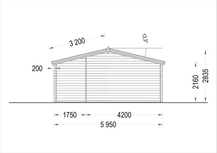 Gartenhaus Nele, 6x6m, 36m²