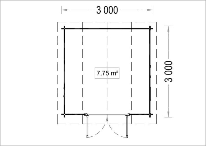 Gartenhaus OHIO (34 mm), 3x3 m, 9 m²