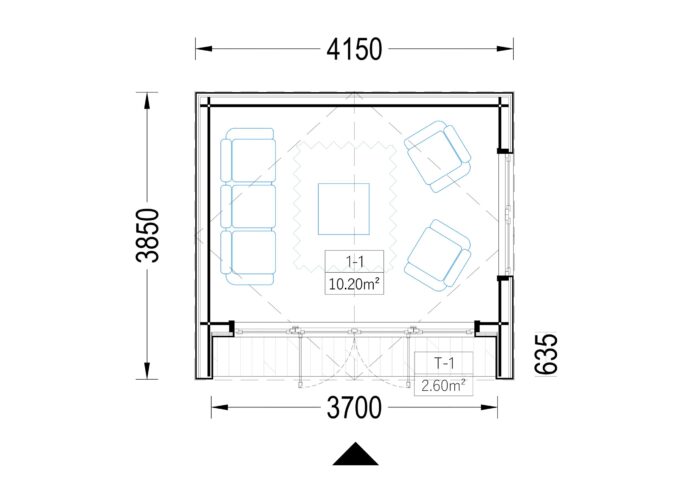 Gartenhaus ELSA (34 mm + Holzverschalung), 4x3m, 12m²