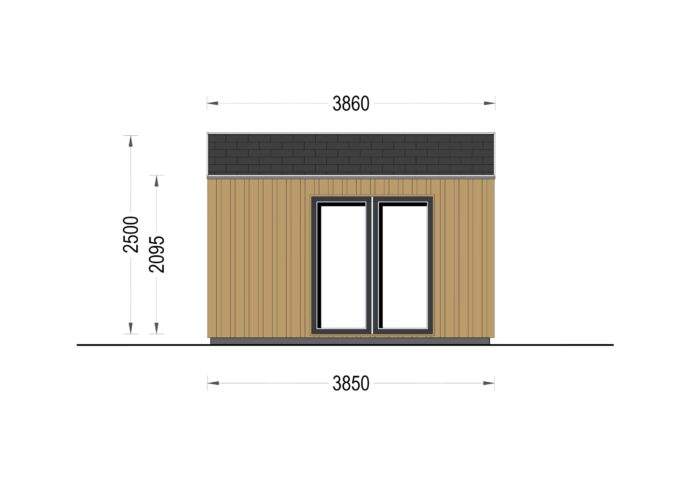 Gartenhaus ELSA (34 mm + Holzverschalung), 4x3m, 12m²