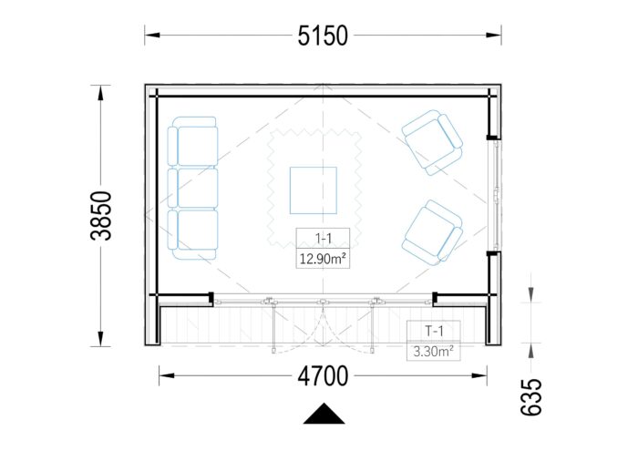 Gartenhaus ELSA (34 mm + Holzverschalung), 5x3m, 15m²