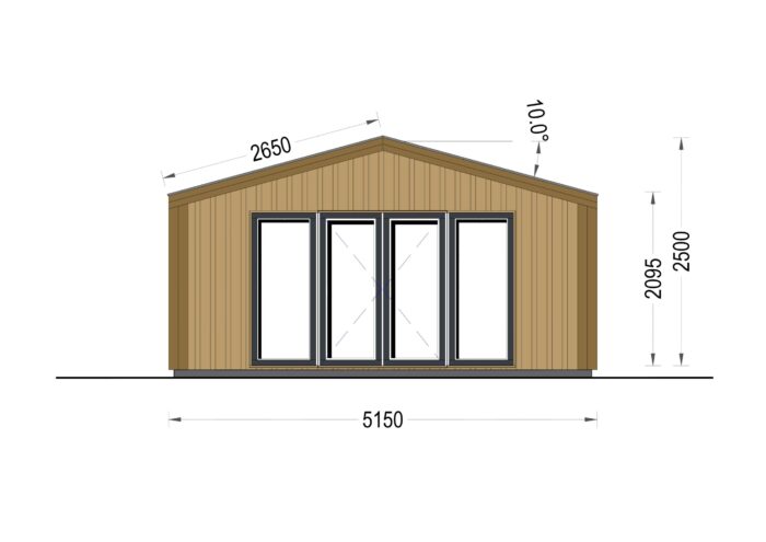 Gartenhaus ELSA (34 mm + Holzverschalung), 5x3m, 15m²