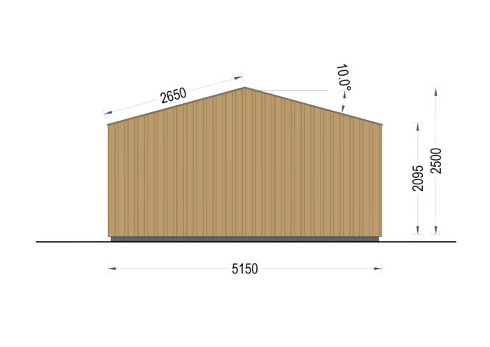 Gartenhaus ELSA (34 mm + Holzverschalung), 5x3m, 15m²