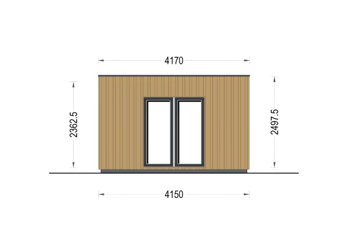 Premium Gartenhaus Tobi (34 mm + Holzverschalung) 24m²