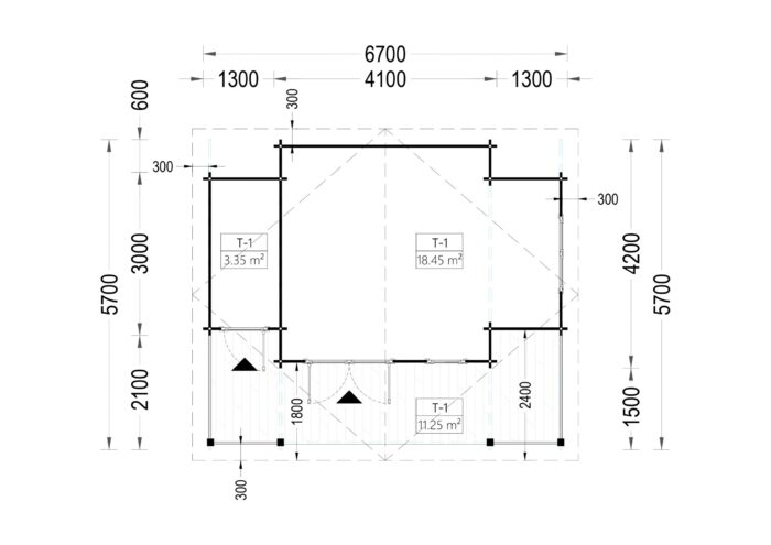 Blockbohlenhaus Wien (44 mm) 21 m²