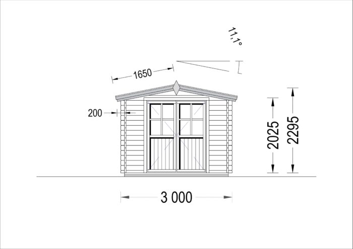 Premium Gartenhaus aus Holz PETRA (34mm), 3x3m