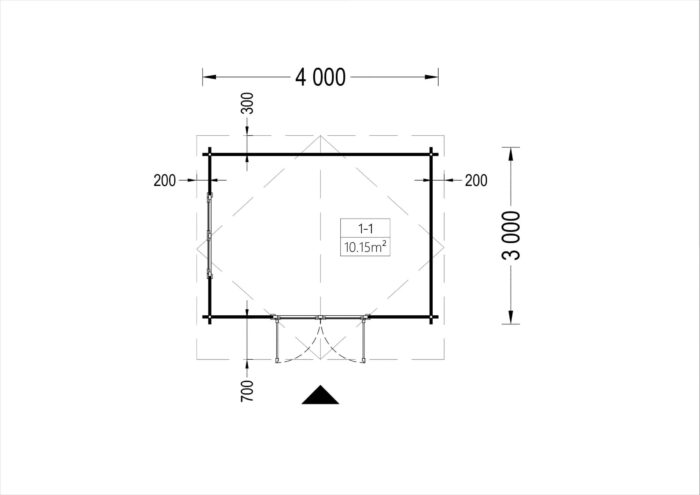 Premium Gartenhaus RUDI (34mm) 4x3m, 12m²