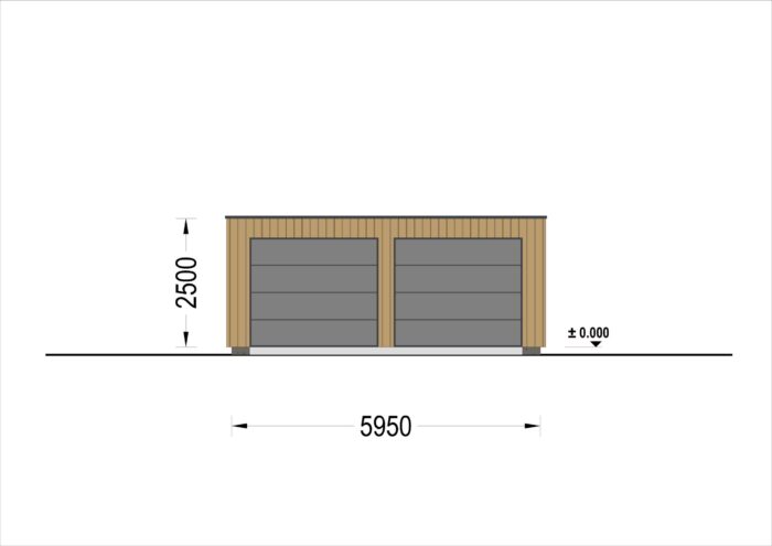 Doppelgarage mit Flachdach (34mm + Holzverschalung), 6x6m, 36m²