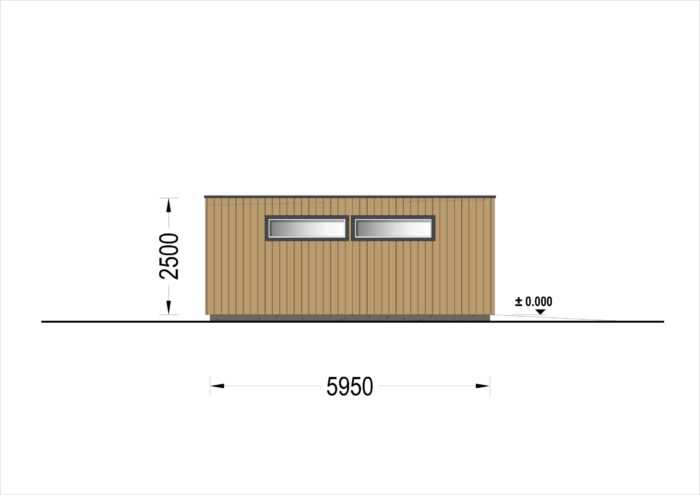 Doppelgarage mit Flachdach (34mm + Holzverschalung), 6x6m, 36m²