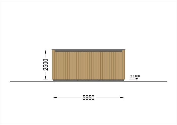 Doppelgarage mit Flachdach (34mm + Holzverschalung), 6x6m, 36m²