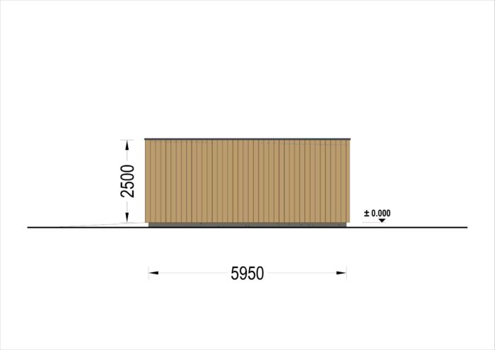 Doppelgarage mit Flachdach (34mm + Holzverschalung), 6x6m, 36m²