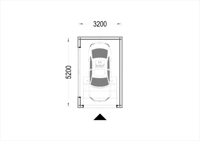 Holzgarage mit Flachdach(34mm + Holzverschalung), 3,2x5,2m, 16,6m²