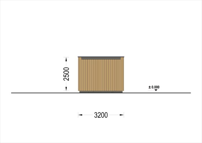 Holzgarage mit Flachdach(34mm + Holzverschalung), 3,2x5,2m, 16,6m²